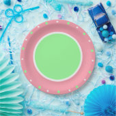Pink Mint Green Geometric Polka Dots Pappteller (Party)