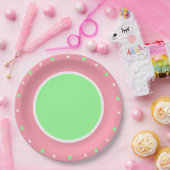 Pink Mint Green Geometric Polka Dots Pappteller (Party)