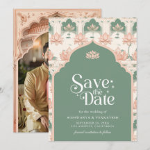 Pink Mint Green Lotus Indian Wedding Photo