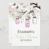 Pink Mint Green Mason Jars Kinderdusche Einladung (Vorne/Hinten)