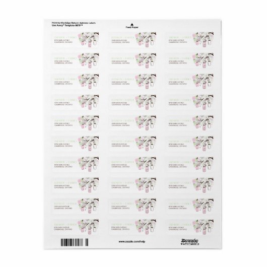 Pink & Mint Green Mason Jars Wedeladresse Label (Vorne)