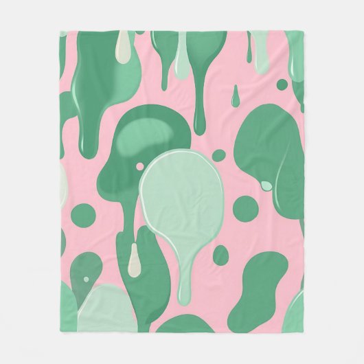 Pink Mint Green Melting Drip Pattern Abstract  Fleecedecke (Vorderseite)