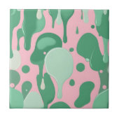 Pink Mint Green Melting Drip Pattern Abstract Fliese (Vorderseite)