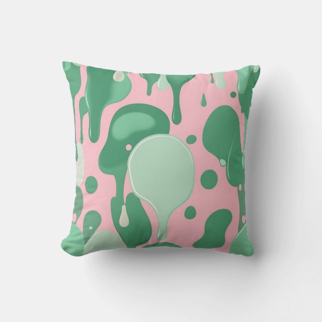 Pink Mint Green Melting Drip Pattern Abstract  Kissen (Vorderseite)