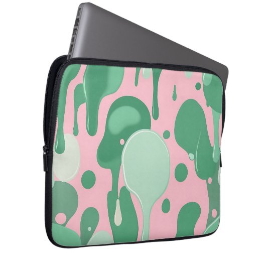 Pink Mint Green Melting Drip Pattern Abstract Laptopschutzhülle (Vorne Rechts)