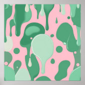 Pink Mint Green Melting Drip Pattern Abstract  Poster (Vorne)