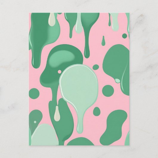 Pink Mint Green Melting Drip Pattern Abstract Postkarte (Vorderseite)