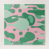 Pink Mint Green Melting Drip Pattern Abstract Puzzle (Horizontal)
