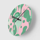 Pink Mint Green Melting Drip Pattern Abstract Runde Wanduhr (Winkel)