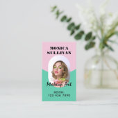 Pink mint green minimalist makeup visitenkarte (Stehend Vorderseite)