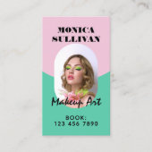 Pink mint green minimalist makeup visitenkarte (Vorderseite)