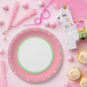 Pink Mint Green Polka Dots Pappteller (Party)