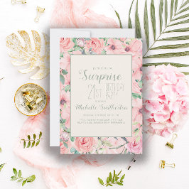 Pink Mint Green Watercolor Floral 21. Geburtstag