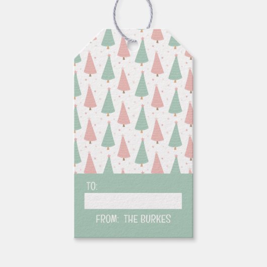 Pink/Mint Holiday Gift Tag Geschenkanhänger (Vorderseite)
