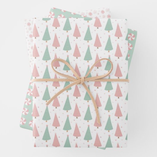 Pink/Mint Holiday Wrapping Paper Sheets Geschenkpapier Set (Beispiel)