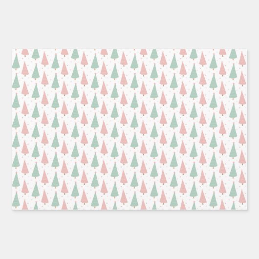 Pink/Mint Holiday Wrapping Paper Sheets Geschenkpapier Set (Vorderseite)