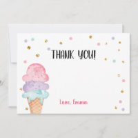 Pink Mint Ice Cream Cone Confetti Danke Karte