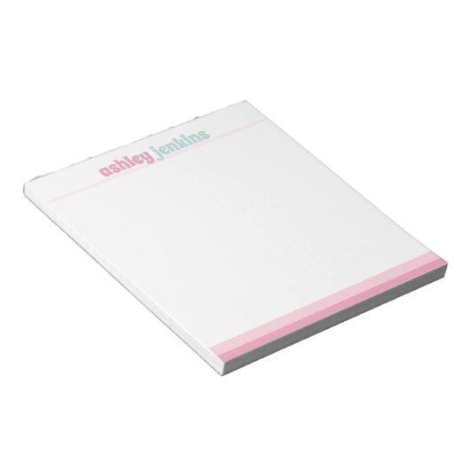 Pink & Mint Modern Name Minimalist Notepad Notizblock (angewinkelt)