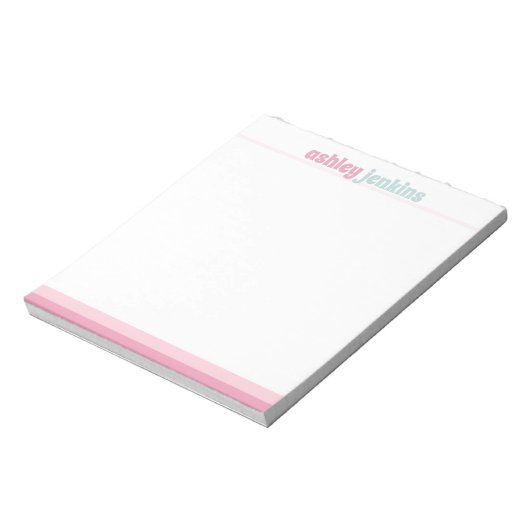 Pink & Mint Modern Name Minimalist Notepad Notizblock (Rotiert)