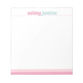 Pink & Mint Modern Name Minimalist Notepad Notizblock (Vorderseite)