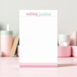 Pink & Mint Modern Name, Minimalist Post-it Klebezettel