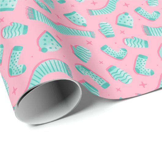 Pink Mint Muster Weihnachtsgeschenkpapier Geschenkpapier (Rolleneckpunkt)