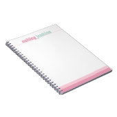 Pink & Mint Personalized Name Spiral Notebook Notizblock (Rechte Seite)