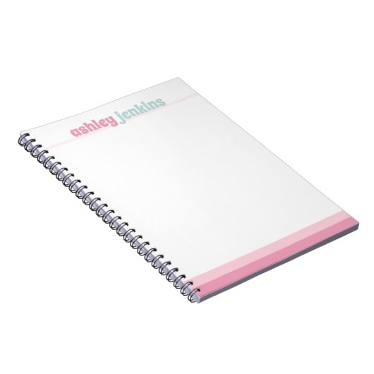 Pink & Mint Personalized Name Spiral Notebook Notizblock (Rechte Seite)