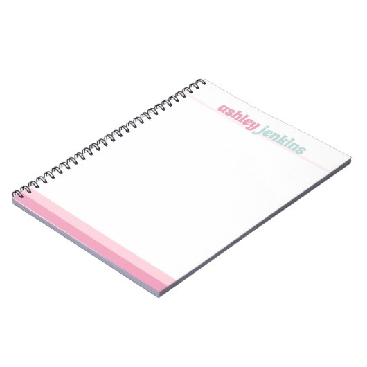 Pink & Mint Personalized Name Spiral Notebook Notizblock (Linke Seite)