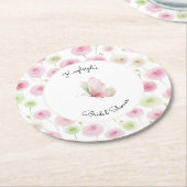 Pink Mint Ranunculus Floral Bridal Shower  Runder Pappuntersetzer (Angewinkelt)