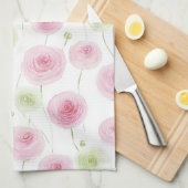 Pink Mint Ranunculus Flowers Geschirrtuch (Viertel Falte)