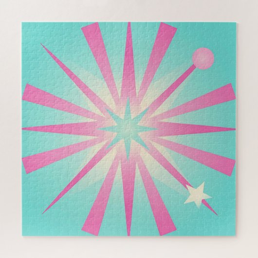 Pink Mint Retro Starburst Glow Puzzle (Horizontal)