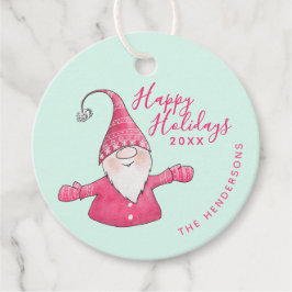 Pink Mint Weihnachten Gnome Custom Happy Holidays Geschenkanhänger