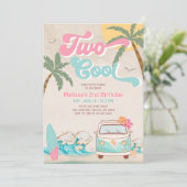 Pink Mint Zwei Coole Surfen 2. Geburtstag Einladung (Stehend Vorderseite)