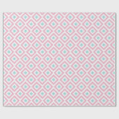 Pink Minze Diamonds Ikat Muster Geschenkpapier (Flach)