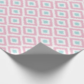 Pink Minze Diamonds Ikat Muster Geschenkpapier (Ecke)