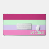 Pink Minze Green Lila Stripes Muster Name Schreibtischunterlage (Tastatur & Maus)