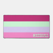 Pink Minze Green Lila Stripes Muster Name Schreibtischunterlage (Vorderseite)