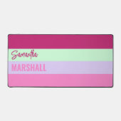 Pink Minze Green Lila Stripes Muster Name Schreibtischunterlage (Vorderseite)