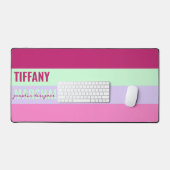 Pink Minze Green Lila Stripes Muster Name Schreibtischunterlage (Tastatur & Maus)