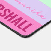 Pink Minze Green Lila Stripes Muster Name Schreibtischunterlage (Ecke)