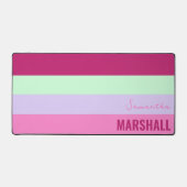 Pink Minze Green Lila Stripes Muster Name Schreibtischunterlage (Vorderseite)