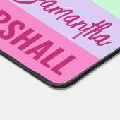 Pink Minze Green Lila Stripes Muster Name Schreibtischunterlage (Ecke)