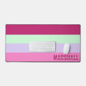Pink Minze Green Lila Stripes Muster Name Schreibtischunterlage (Tastatur & Maus)