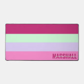 Pink Minze Green Lila Stripes Muster Name Schreibtischunterlage (Vorderseite)