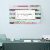 Pink Minze Grünnagel Polnischer Glitzer Pinselstri Banner (Messeveranstaltung)