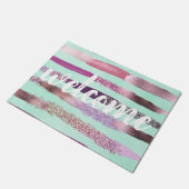 Pink Minze Grünnagel Polnischer Glitzer Pinselstri Fußmatte (Schrägansicht)