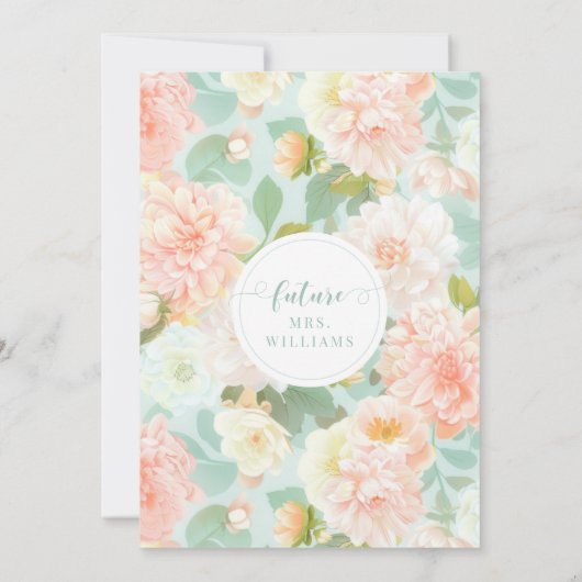 Pink Minze Peony Floral Boho Arch Brautparty Einladung (Rückseite)