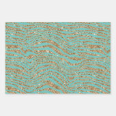 Pink Minze White Gold Imitats Glitzer Zebra Geschenkpapier Set (Vorderseite 3)