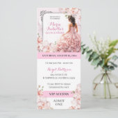 Pink Mis Quinceanera VIP Zugang Einladung (Stehend Vorderseite)